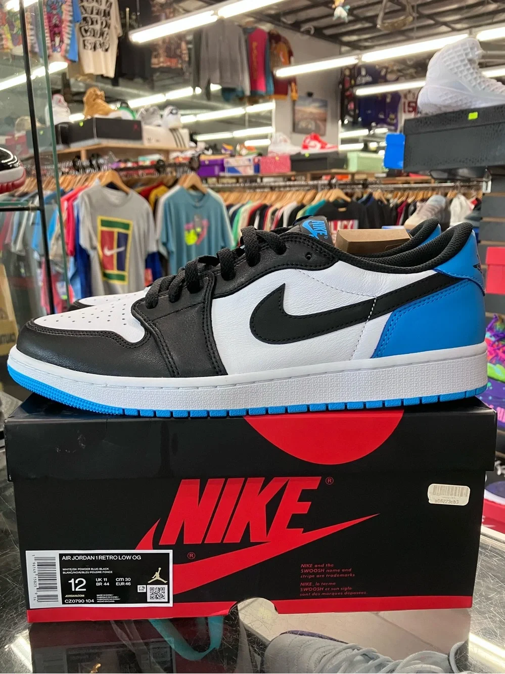 Air Jordan 1 Retro Low Black Dark Powder Blue Size 12